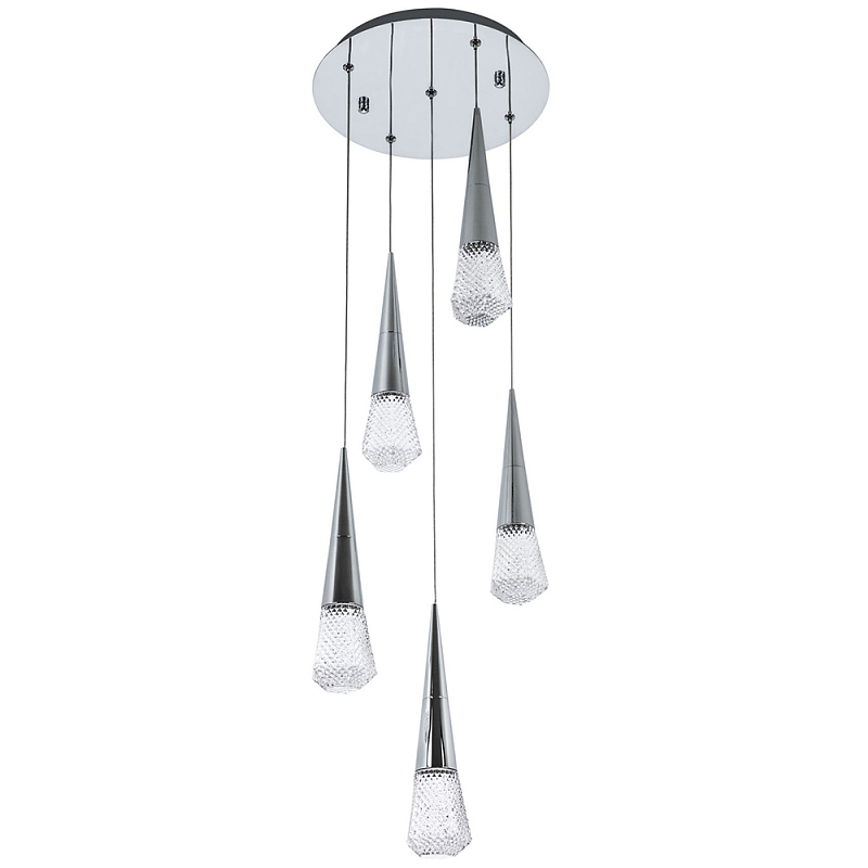 Люстра капли Acrylic Droplet Five Chrome Chandelier Хром Прозрачный в Омске | Loft Concept 