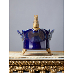 Чаша темно-синего цвета из фарфора с бронзовыми фигурками белок Eden Garden porcelain and bronze варинант исполнения - 3 | Loft Concept в Омске