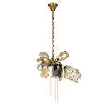 Люстра подвесная со стеклянными плафонами из дымчатого и золотистого с тремя вертикальными подвесками Gilded Mirage  варинант исполнения - 2 | Loft Concept в Омске