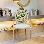 Стул с подлокотниками золотистый из бука с изображением птиц и цветов Blooming Birds варинант исполнения - 4 | Loft Concept в Омске