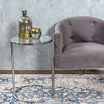 Приставной столик на серебристом основании с столешницей из стекла Noir варинант исполнения - 4 | Loft Concept в Омске