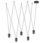 Подвесной светильник черными плафонами на длинных пересекающихся тросах Construction варинант исполнения - 2 | Loft Concept в Омске