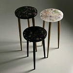 Круглый журнальный столик со столешницей из эпоксидной смолы Epoxy Resin Flowers Coffee Table варинант исполнения - 4 | Loft Concept в Омске