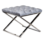 Пуф велюровый серый с каретной стяжкой Perennially варинант исполнения - 1 | Loft Concept в Омске