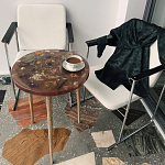 Круглый журнальный столик со столешницей из эпоксидной смолы Epoxy Resin Flowers Coffee Table варинант исполнения - 8 | Loft Concept в Омске