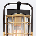 Настенный фонарь цилиндрической формы с рифленым стеклом в золотом каркасе на черном прямоугольном основании Eurofase варинант исполнения - 13 | Loft Concept в Омске