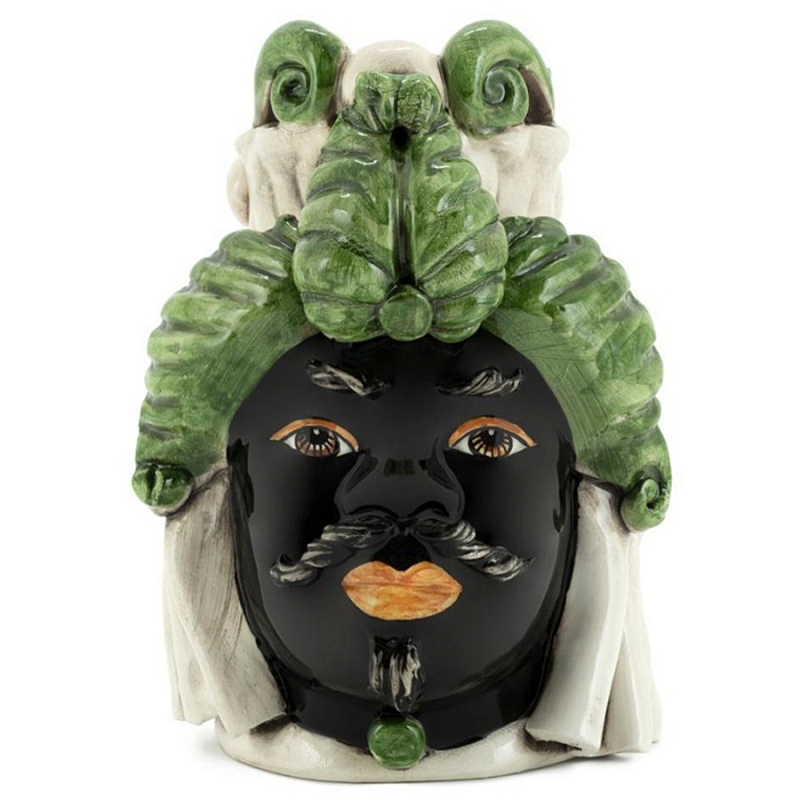 Ваза Vase Moro Man Small Dark Green Черный Зеленый Бежевый Ваза Vase Moro Man Small Dark Green Черный Зеленый Бежевый в Омске | Loft Concept