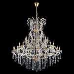 Люстра многоярусная с 53-мя лампочками и прозрачными хрустальными подвесками на основании золотого цвета Crystal lamps варинант исполнения - 2 | Loft Concept в Омске