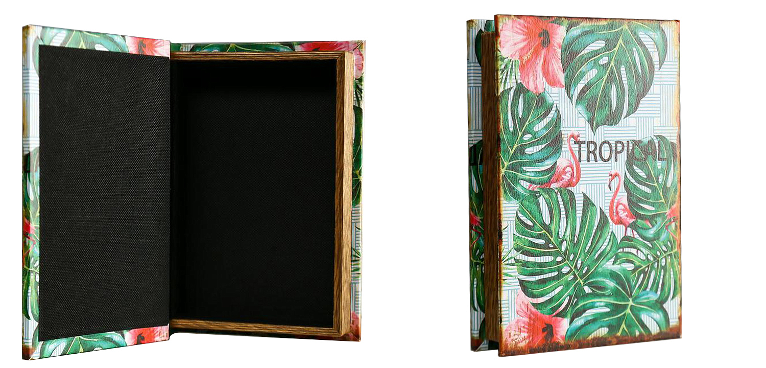 Шкатулка-книга Tropical Flamingos Mirror Book Box Шкатулка-книга Tropical Flamingos Mirror Book Box - Loft-Concept в Омске