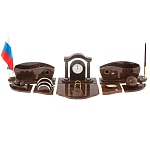 Настольный письменный набор с часами из природного камня обсидиана Competent Leader варинант исполнения - 1 | Loft Concept в Омске