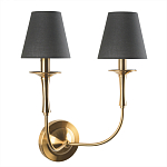 Бра с металлическим основанием бронзового цвета и 2-мя черными конусовидными абажурами Dignity варинант исполнения - 1 | Loft Concept в Омске