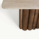 Консоль с овальной столешницей и фактурным деревянным основанием Enzo варинант исполнения - 3 | Loft Concept в Омске