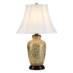 Настольная лампа с фарфоровым основанием с декоративным орнаментом и белым абажуром на темной круглой подставке Elstead Lighting варинант исполнения - 6 | Loft Concept в Омске