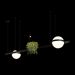 Подвесной светильник линейный с 2-мя шарообразными плафонами и цилиндрическим спотом Light of Еyes варинант исполнения - 4 | Loft Concept в Омске