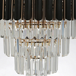 Люстра из черного металла с многоярусными подвесками из прозрачного хрусталя на золотой цепи Empire Black Chandelier Crystal варинант исполнения - 8 | Loft Concept в Омске