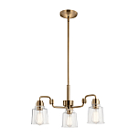 Люстра цвета латунь с 3-мя прозрачными стеклянными плафонами Kichler варинант исполнения - 2 | Loft Concept в Омске
