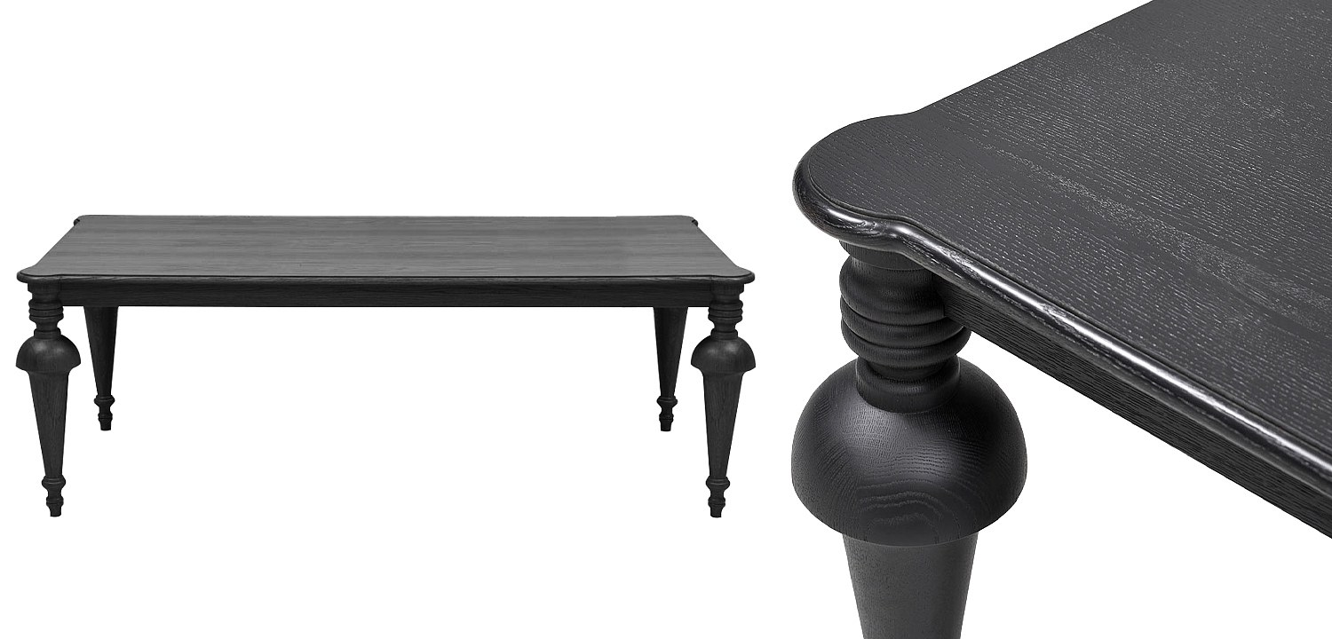 Обеденный деревянный стол Kelise Black Dinner Table Чёрный Обеденный деревянный стол Kelise Black Dinner Table Чёрный - Loft-Concept в Омске