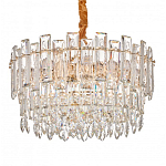 Круглая люстра с хрустальными подвесками на золотистом каркасе Gorgeous Crystal Light варинант исполнения - 2 | Loft Concept в Омске