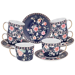 Чайный сервиз из фарфора синий на 6 персон 14 предметов Flower Porcelain Collection варинант исполнения - 1 | Loft Concept в Омске