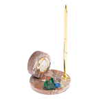 Часы настольные с шариковой металлической ручкой из натурального камня Stone Clock варинант исполнения - 8 | Loft Concept в Омске