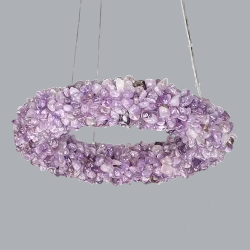 Люстра кргулая из фиолетового хрустального камня Purple Diamond Фиолетовый Люстра кргулая из фиолетового хрустального камня Purple Diamond Фиолетовый в Омске | Loft Concept