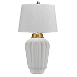 Настольная лампа с белым конусным абажуром и ребристым керамическим основанием Quintiesse варинант исполнения - 1 | Loft Concept в Омске