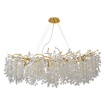 Люстра подвесная с золотистыми ветками и стеклянными подвесками в виде листьев Длина 130 см FAIRYTREE Light варинант исполнения - 1 | Loft Concept в Омске