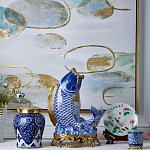 Ваза с насыщенным синим орнаментом и золотой крышкой Blue & White Ornament  варинант исполнения - 1 | Loft Concept в Омске