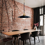 Подвесной светильник с плафоном в форме плоского купола и белой шарообразной лампой Eurofase варинант исполнения - 8 | Loft Concept в Омске