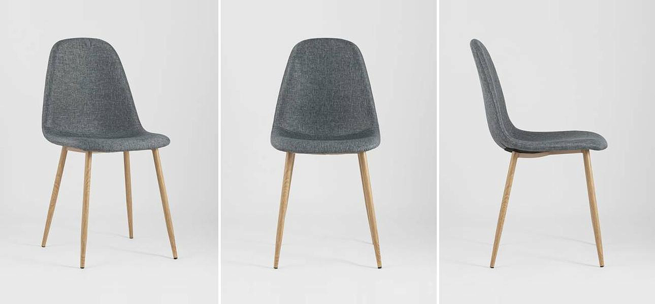 Стул Archie Chair Серая Рогожка Деревянные ножки Стул Archie Chair Серая Рогожка Деревянные ножки - Loft-Concept в Омске