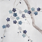 Обои ручная роспись Plum Blossom Inky Hokusai on Sterling Silver gilded silk варинант исполнения - 3 | Loft Concept в Омске