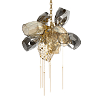 Люстра подвесная со стеклянными плафонами из дымчатого и золотистого с шестью вертикальными подвесками Gilded Mirage  варинант исполнения - 7 | Loft Concept в Омске