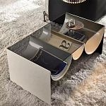 Дизайнерский журнальный стол с полукруглыми полками под столешницей Tiwoberoc варинант исполнения - 2 | Loft Concept в Омске