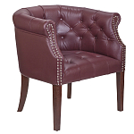 Кресло низкое из натуральной кожи на 4-х деревянных ножках из массива бука Chloe Leather Armchair vine варинант исполнения - 1 | Loft Concept в Омске