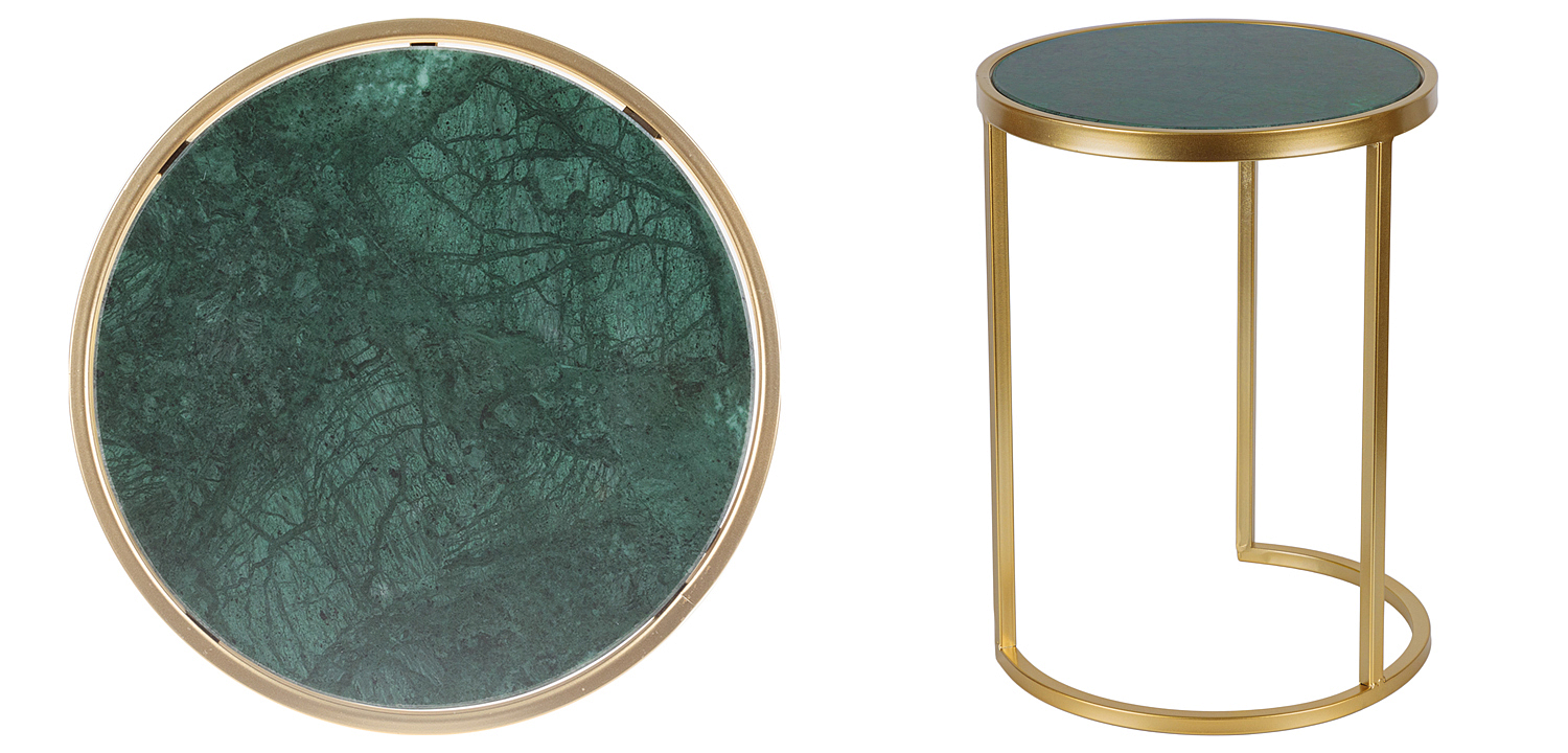 Приставной стол Round Table Marble gold зеленый мрамор Приставной стол Round Table Marble gold зеленый мрамор - Loft-Concept в Омске