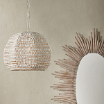 Подвесной светильник в форме купола с декором из круглых деревянных бусин White Wooden Beads Chandelier варинант исполнения - 4 | Loft Concept в Омске