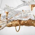 Люстра подвесная линейная с прозрачными стеклянными птичками на ветвях Serip Voa варинант исполнения - 10 | Loft Concept в Омске