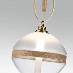 Подвесной светильник с круглым прозрачным плафоном и декоративной каменной вставкой Tectona  варинант исполнения - 5 | Loft Concept в Омске