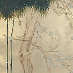 Обои ручная роспись Bamboo River Blossom Original colourway on Brushed Gold gilded paper варинант исполнения - 2 | Loft Concept в Омске