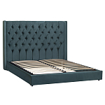 Кровать двуспальная зеленая с основанием из массива дерева с мягким изголовьем Velour Beds варинант исполнения - 1 | Loft Concept в Омске