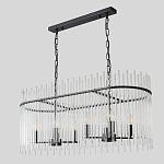 Люстра подвесная овальная со стеклянными прозрачными трубками и металлическим каркасом черного цвета Nembus варинант исполнения - 4 | Loft Concept в Омске