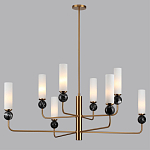 Люстра на штанге с 8-ю цилиндрическими матовыми плафонами и шарами из камня Orb Essence варинант исполнения - 6 | Loft Concept в Омске