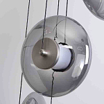 Люстра каскадная с 5-ю круглыми стеклянными плафонами дымчатого цвета и черными деталями Orbit Serenade варинант исполнения - 2 | Loft Concept в Омске