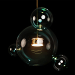 Подвесной светильник с прозрачными бирюзовыми стеклянными шарами и золотыми деталями Диаметр 43 Giopato & Coombes варинант исполнения - 6 | Loft Concept в Омске