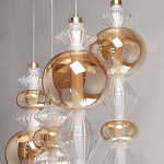 Люстра с плафонами из прозрачного и янтарного стекла в виде шаров и ромбов Gabriel Scott Luna варинант исполнения - 7 | Loft Concept в Омске