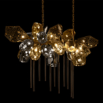 Люстра подвесная с 22-мя гранёными стеклянными плафонами с вертикальными подвесками Gilded Mirage  варинант исполнения - 4 | Loft Concept в Омске