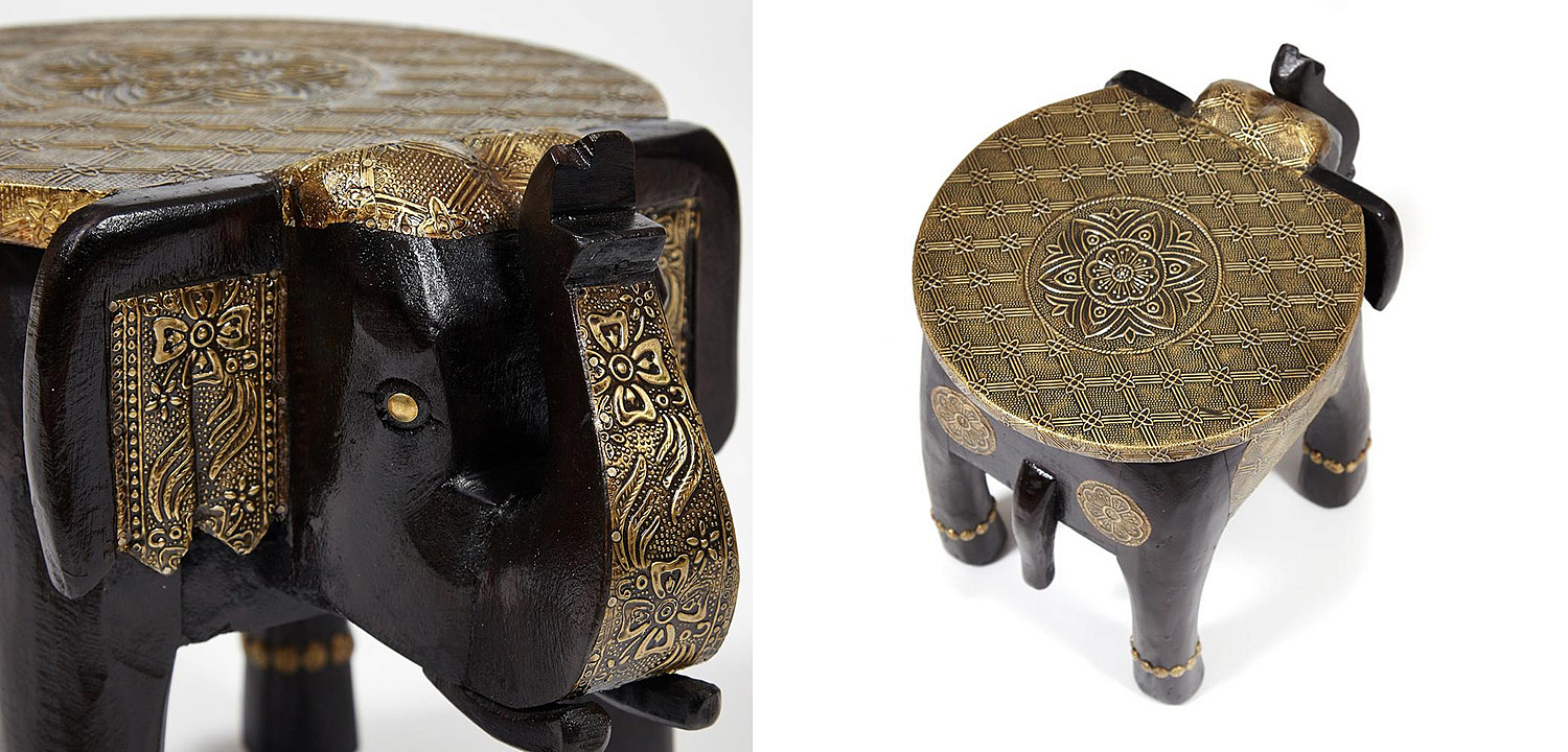 Журнальный стол Antique Indian Brass Mango Wood Elephant Table Журнальный стол Antique Indian Brass Mango Wood Elephant Table - Loft-Concept в Омске