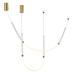 Подвесной светильник с 3-мя изогнутыми плафонами и белыми декоративными шариками PEARLS Suspension варинант исполнения - 4 | Loft Concept в Омске