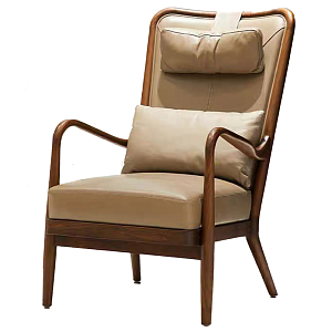 Кресло c каркасом из массива дерева и с мягким подголовником Walnut Armchair