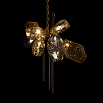 Люстра подвесная со стеклянными плафонами из дымчатого и золотистого с тремя вертикальными подвесками Gilded Mirage  варинант исполнения - 4 | Loft Concept в Омске